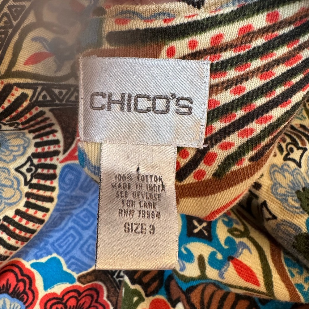 Chico's Colorful Cotton Top SIZE: 1X #B - Picture 6 of 6